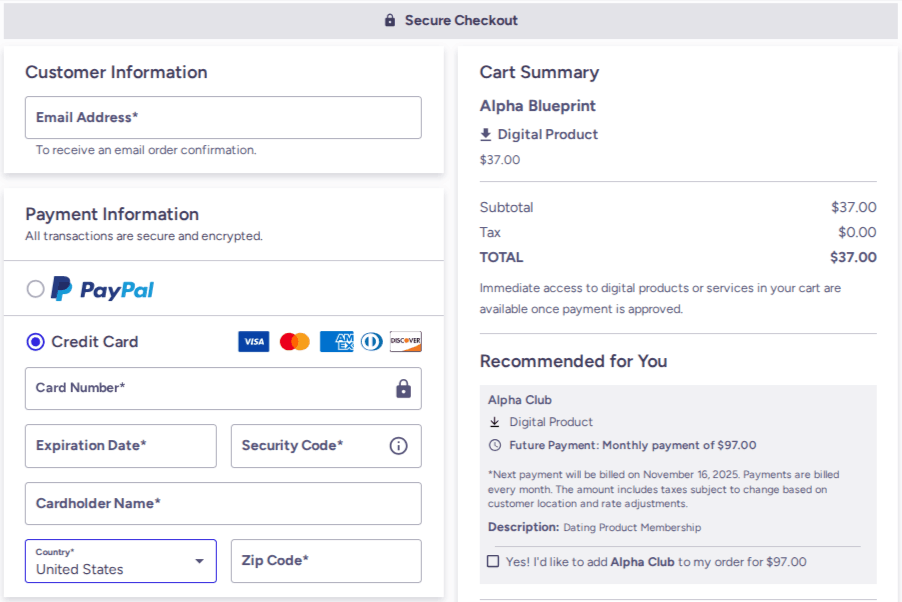 The Alpha Blueprint Checkout